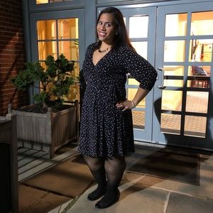TORRID: BLACK DOT STUDIO KNIT WRAP DRESS
